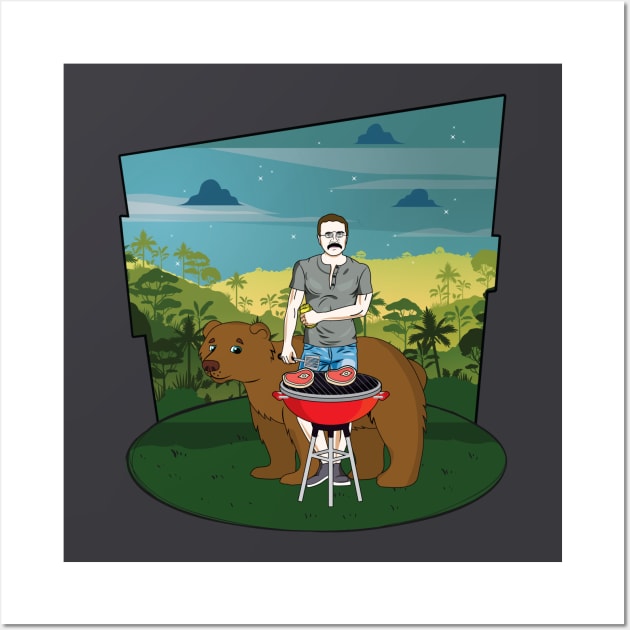 Teddy Roosevelt Grilling T-shirt Wall Art by shenvalley products